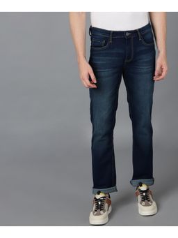Urbano Fashion - Mens Blue Regular Fit Washed Jeans Stretchable