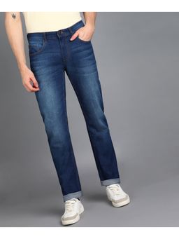 Urbano Fashion - Mens Blue Regular Fit Washed Jeans Stretchable