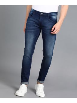 Urbano Fashion - Mens Blue Slim Fit Washed Jeans Stretchable
