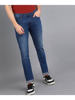 Urbano Fashion - Mens Blue Slim Fit Washed Jeans Stretchable