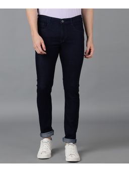 Urbano Fashion - Mens Dark Blue Slim Fit Washed Jeans Stretchable