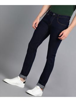 Urbano Fashion - Mens Navy Slim Fit Washed Jeans Stretchable
