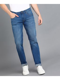 Urbano Fashion - Mens Royal Blue Slim Fit Washed Jeans Stretchable