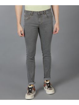 Urbano Fashion - Mens Grey Slim Fit Washed Jeans Stretchable