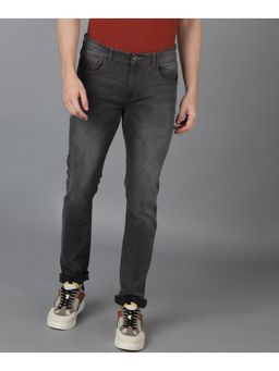 Urbano Fashion - Mens Grey Slim Fit Washed Jeans Stretchable