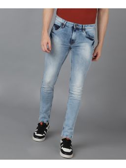Urbano Fashion - Mens Light Blue Slim Fit Washed Jeans Stretchable