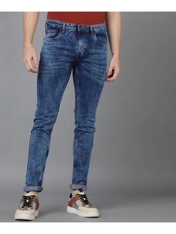 Urbano Fashion - Mens Blue Slim Fit Washed Jeans Stretchable