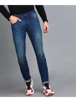 Urbano Fashion - Mens Blue Slim Fit Washed Jeans Stretchable