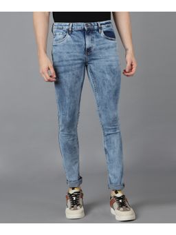 Urbano Fashion - Mens Light Blue Skinny Fit Washed Jeans Stretchable