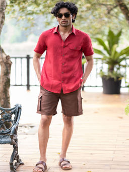 Creatures of Habit - Linen Cargo Shorts- Tree Trunk Brown