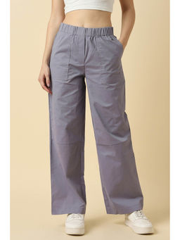 Allen Solly - Women Grey Solid Cotton Blend Casual Trouser