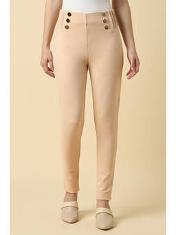 Allen Solly - Women Beige Solid Rayon Blend Formal Trouser