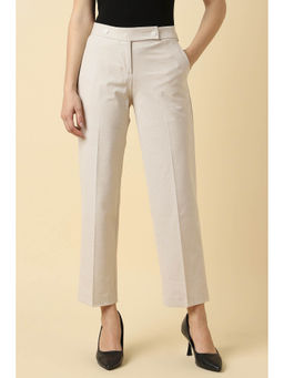 Allen Solly - Women Beige Textured Polyester Blend Formal Trouser
