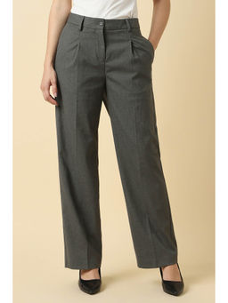 Allen Solly - Women Grey Textured Polyester Blend Formal Trouser