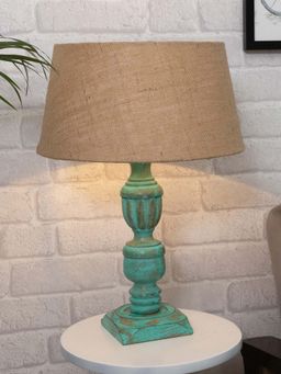 Homesake - Algae Trophy Carved Table Lamp Jute Shade