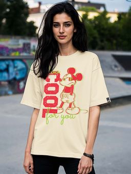 Bewakoof - Official Disney Women's Gardenia Too Cool for you Graphic Printed Oversized T-shirt