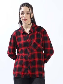 High Star - Women Multi-Color Check Regular Spread Collar Full Sleeve Shirt