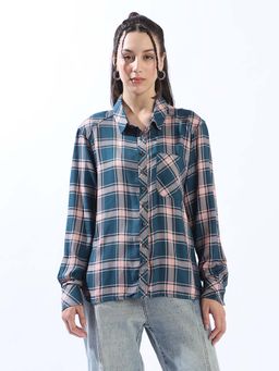 High Star - Women Multi-Color Check Regular Spread Collar Full Sleeve Shirt