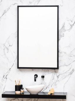 CasaGold - 36 Inch Rectangular Black Mirror in Metal Frame