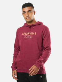 CULT - Mens Maroon Printed Hoodie with Slit Pockets