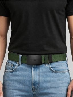 THE HOLISTIK - Looper Unisex Minimal Matte Buckle Nylon Webbing Olive Reversible Belt