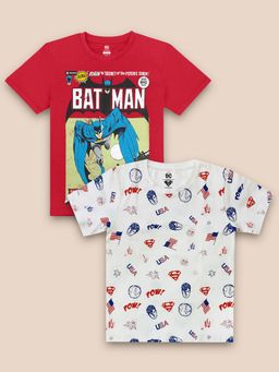 Kidsville - Kids Boys Batman Printed Multi-color T-Shirt (Pack of 2)