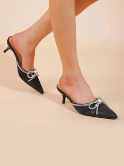 Shoetopia - Girls Crystal-Eembellished Double Bow Pointed Toe Heels