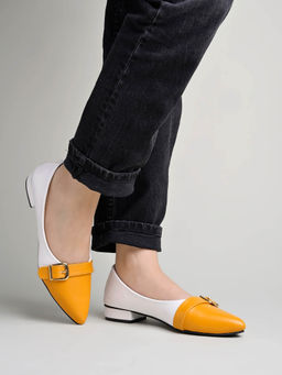 Shoetopia - Girls Pointed Toe Yellow Ballerinas