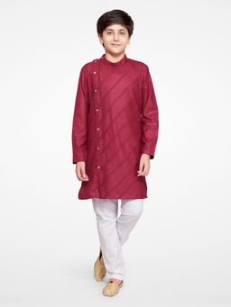 Jeetethnics - Boys Burgundy Kurta Pyjama (Set of 2)