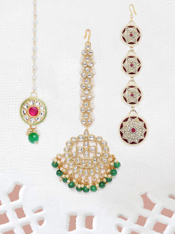 Zaveri Pearls - Combo of 3 Multicolor Kundan Maangtikka-ZPFK13083
