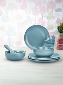 Kuber Industries - Ceramic Dinner Dinner Plates And Bowls Set (11 Pcs) (Grey)