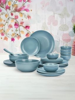 Kuber Industries - Ceramic Dinner Dinner Plates And Bowls Set (20 Pcs) (Blue)
