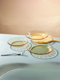 Kuber Industries - Borosilicate Glass Dinner Set Of 4 Plates
