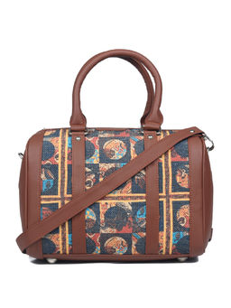 Zouk - Womens Black Printed Vegan Leather Handbag