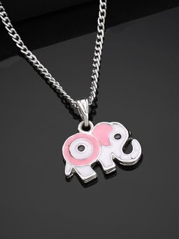 Estele - Rhodium Plated Evil Eye Elephant Charm Pendant with Chain