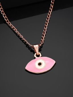 Estele - Rose Gold Plated Designer Evil Eye Charm Pendant with Chain