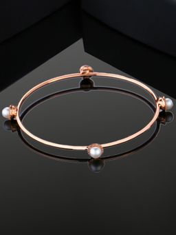 Estele - Rose Gold Plated Stylish Bangle Bracelet with Pearl