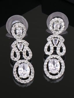 Estele - Rhodium Plated CZ Exquisite Earrings with White Stones