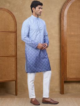 Jompers - Men Blue Cotton Blend Full Sleeves Kurta with Pyjama