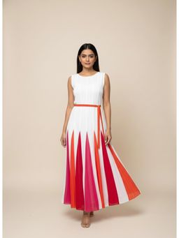 Torsha - Colourful Dress with Belt for Women
