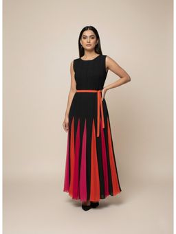 Torsha - Colourful Dress with Belt for Women