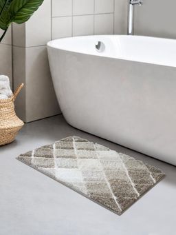 OBSESSIONS - Beige Anti-Skid TPR Backing Polyester Bath Mat