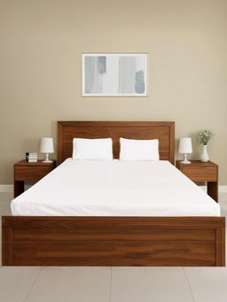 Oyvu - White Cotton 300 TC King Flat Bedsheet with 2 Pillow Covers