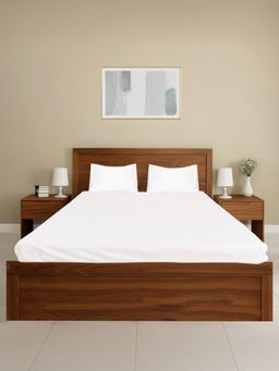 Oyvu - White Cotton 300 TC Queen Flat Bedsheet with 2 Pillow Covers