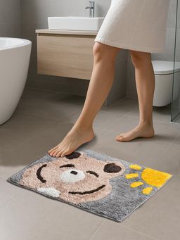 FABINALIV - Multi-Color Abstract Cotton Blend Anti Skid Bath Mat