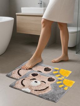 FABINALIV - Multi-Color Abstract Cotton Blend Anti Skid Bath Mats (Pack of 2)