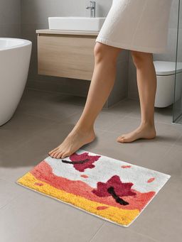 FABINALIV - Multi-Color Abstract Cotton Blend Anti Skid Bath Mat