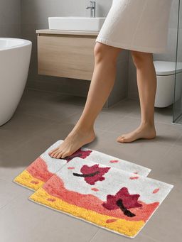 FABINALIV - Multi-Color Abstract Cotton Blend Anti Skid Bath Mats (Pack of 2)