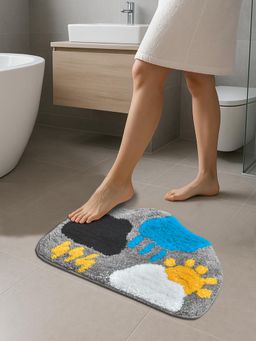 FABINALIV - Multi-Color Abstract Cotton Blend Anti Skid Bath Mat
