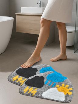 FABINALIV - Multi-Color Abstract Cotton Blend Anti Skid Bath Mats (Pack of 2)